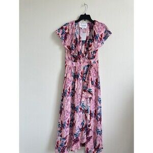DYVNA women's Floral Print Silk Blend Wrap Dress Size S $650